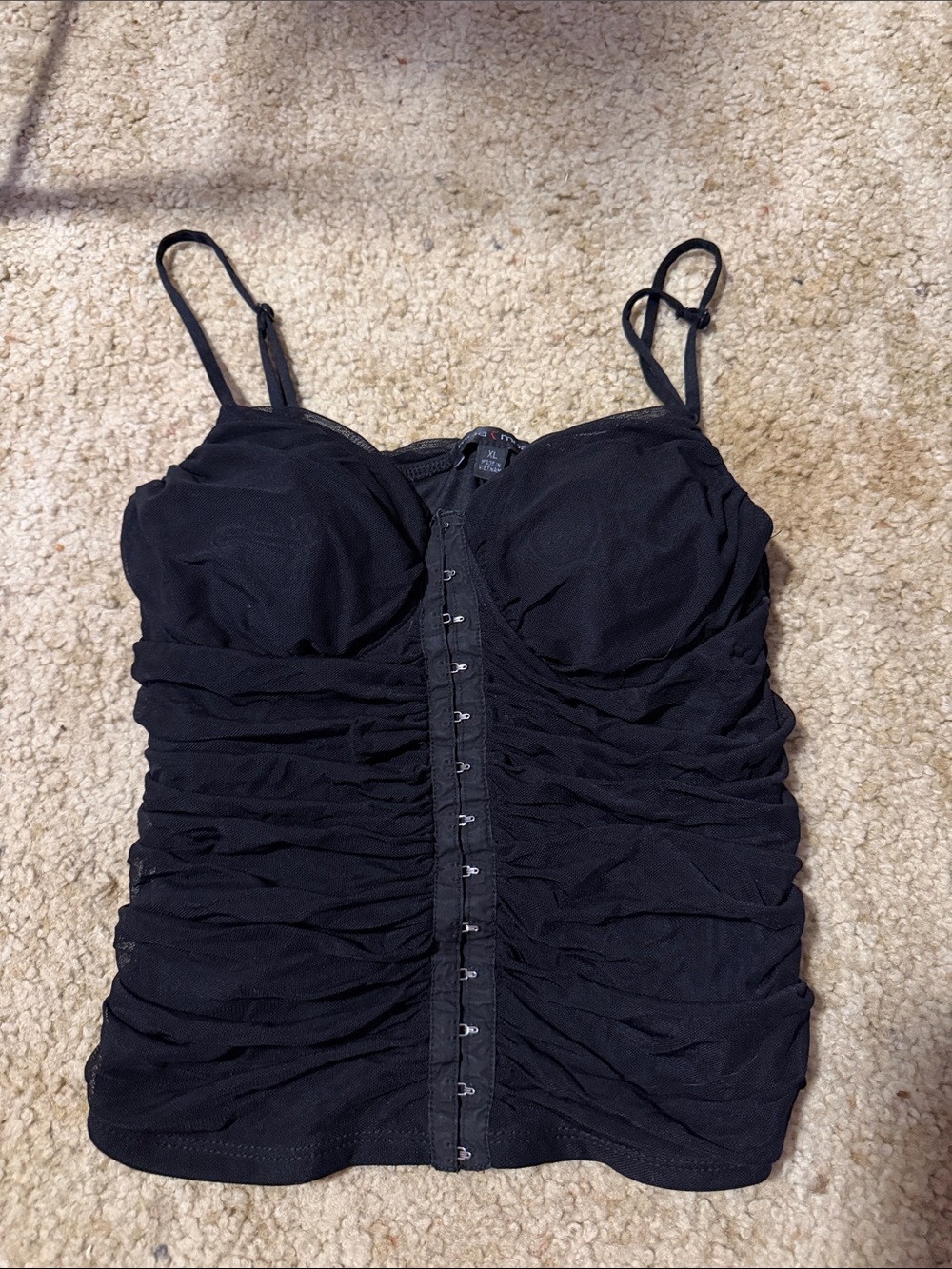 Moa Moa Black Ruched Front-Hook Cami